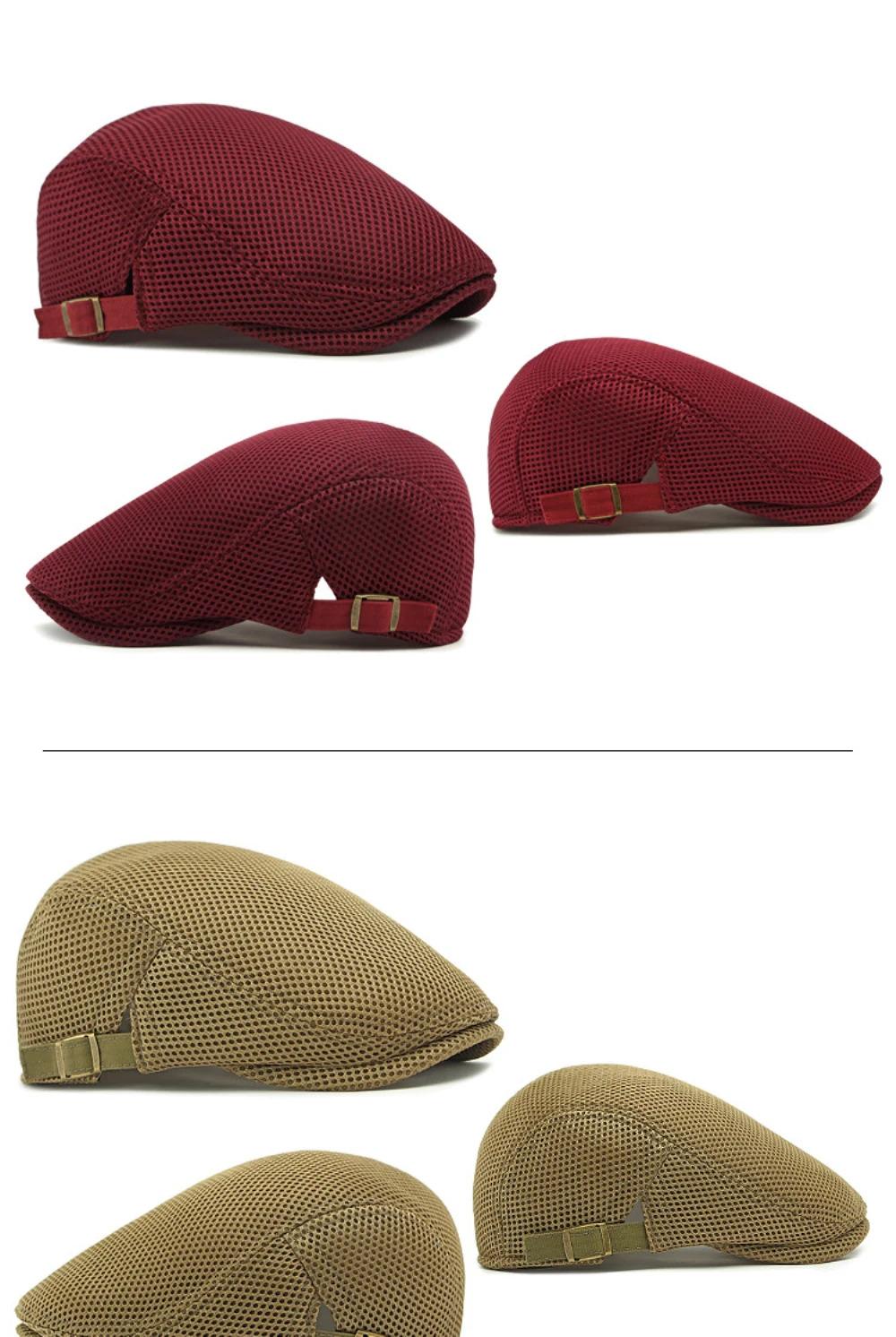 HT4775 Beret Cap Spring Summer Mesh Cap Breathable Sun Hat Women Artist Painter Beret Hat Male Female Ivy Flat Cap Mens Berets