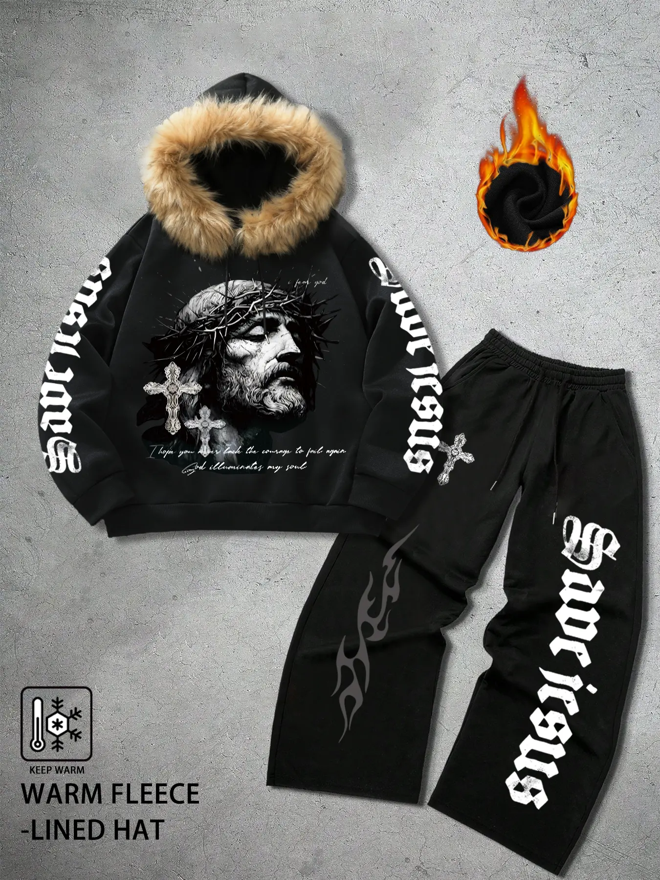 Men's Y2K Casual Streetwear Letter Print Hoodie and Sweatpants Set, Fall Fashion Trendy Active Youth Campus Stylish Versatile Unique