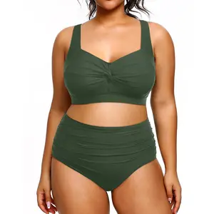 Tempt me Women Plus Size High Waisted Bikini Set Two Piece Swimsuit Tummy Control Bathing Suits  SwimWeek  summervibes