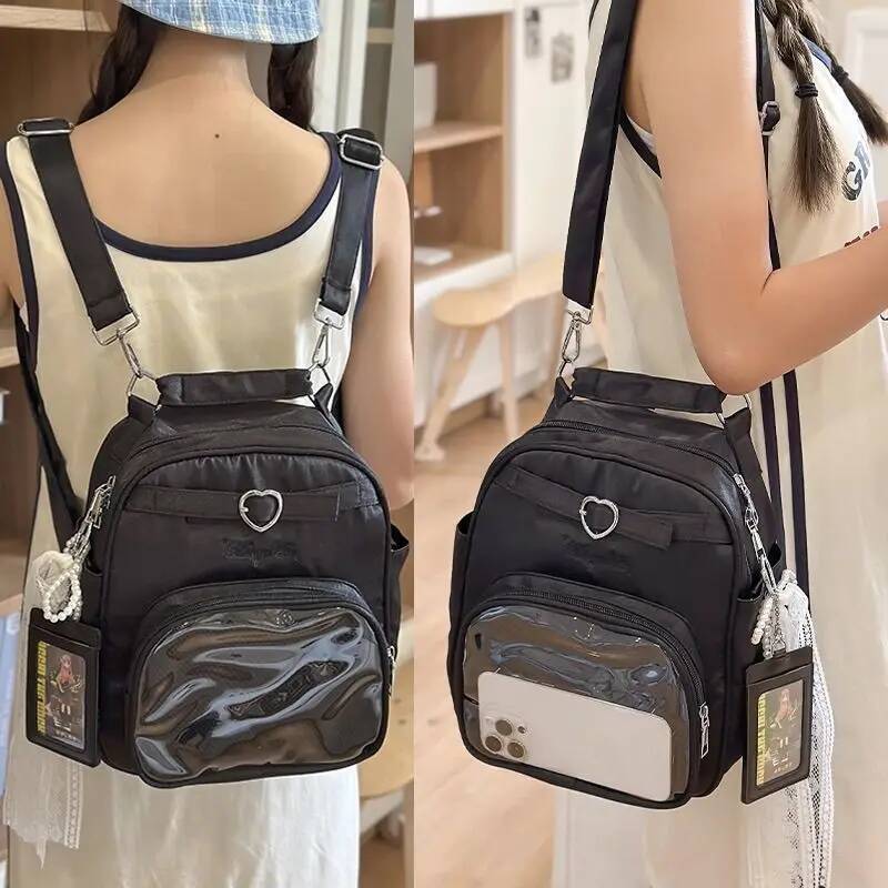 Y2K New Women Cute Ita Backpacks Lolita Girl Transparent Bag Fashion Shoulder Crossbody Bag Large Capacity DIY Display Knapsacks