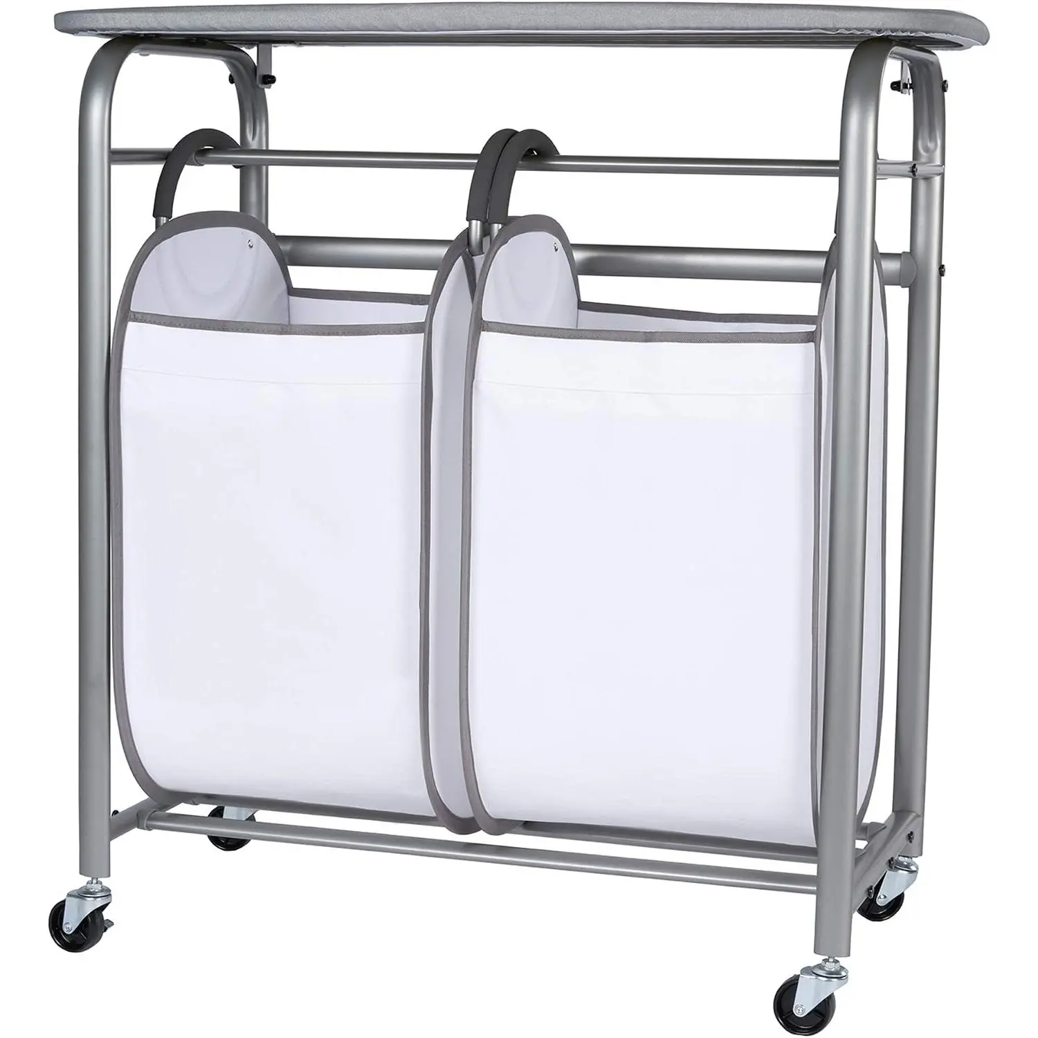 - Laundry Sorter with Ironing Board - 3-in-1 Laundry Basket, Ironing Station & Laundry Folding Table - 2 x Tote Hampers for Laundry, Towels & Bathroom Storage