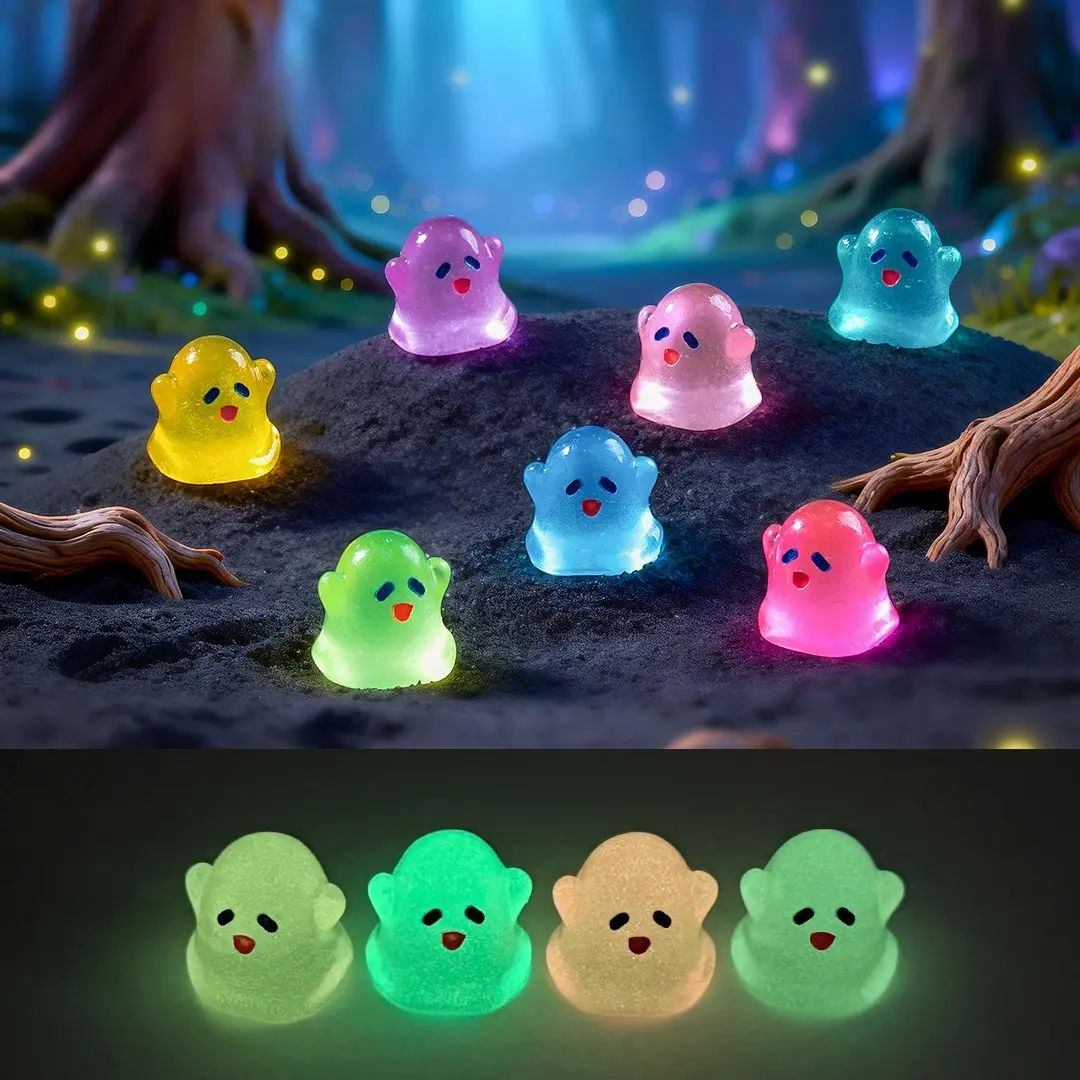 Cartoon Ghost Shaped Luggage & Bag Charm, Glow in the Dark DIY Micro Landscape Figures for Desk Decor, Resin Figures, Cute Ghost, Figurines & Miniatures