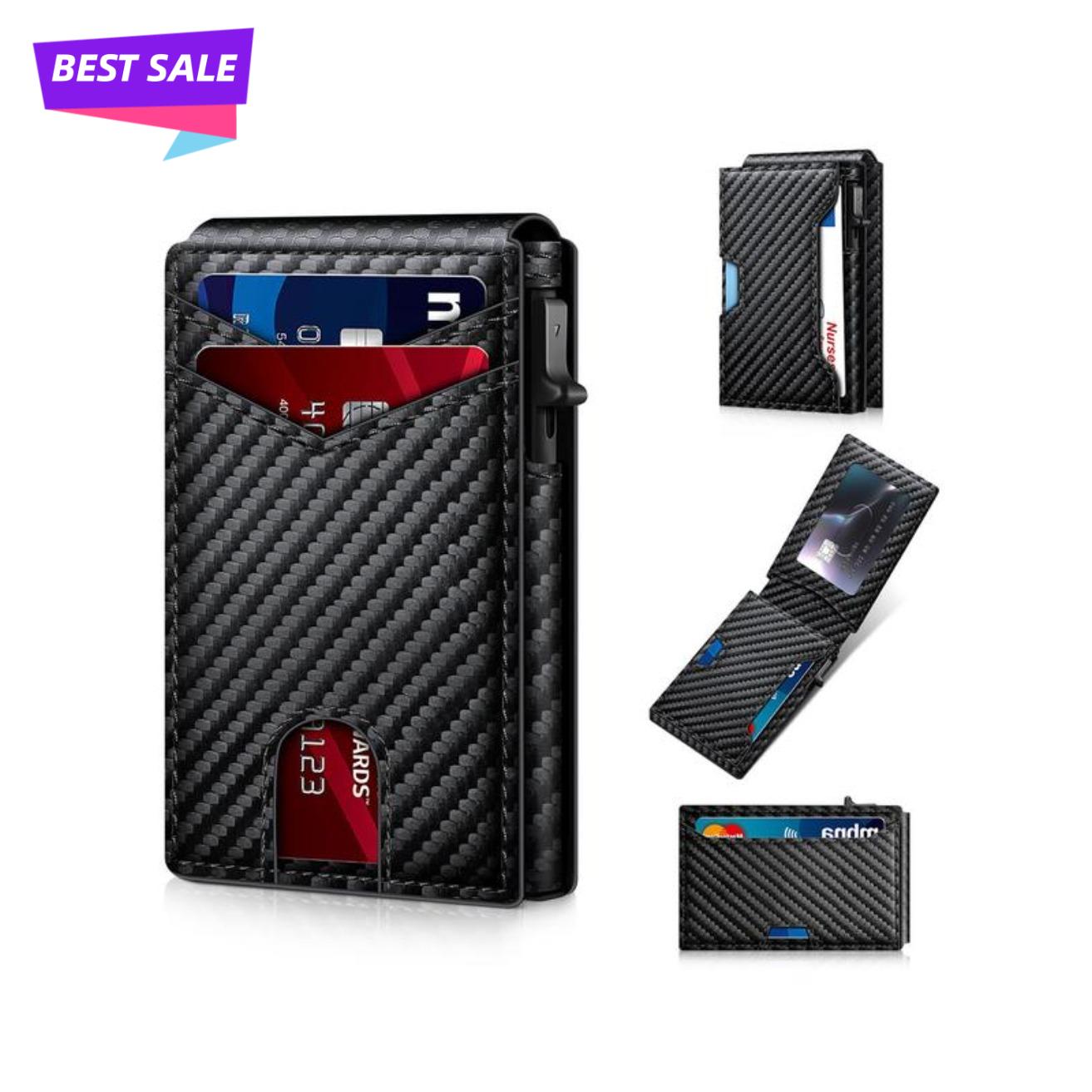 2026 NEW Stylish Black Popup Card Wallet for Men - Slim Design, Secure Storage & Effortless One-Touch Eject Does not support storing cash