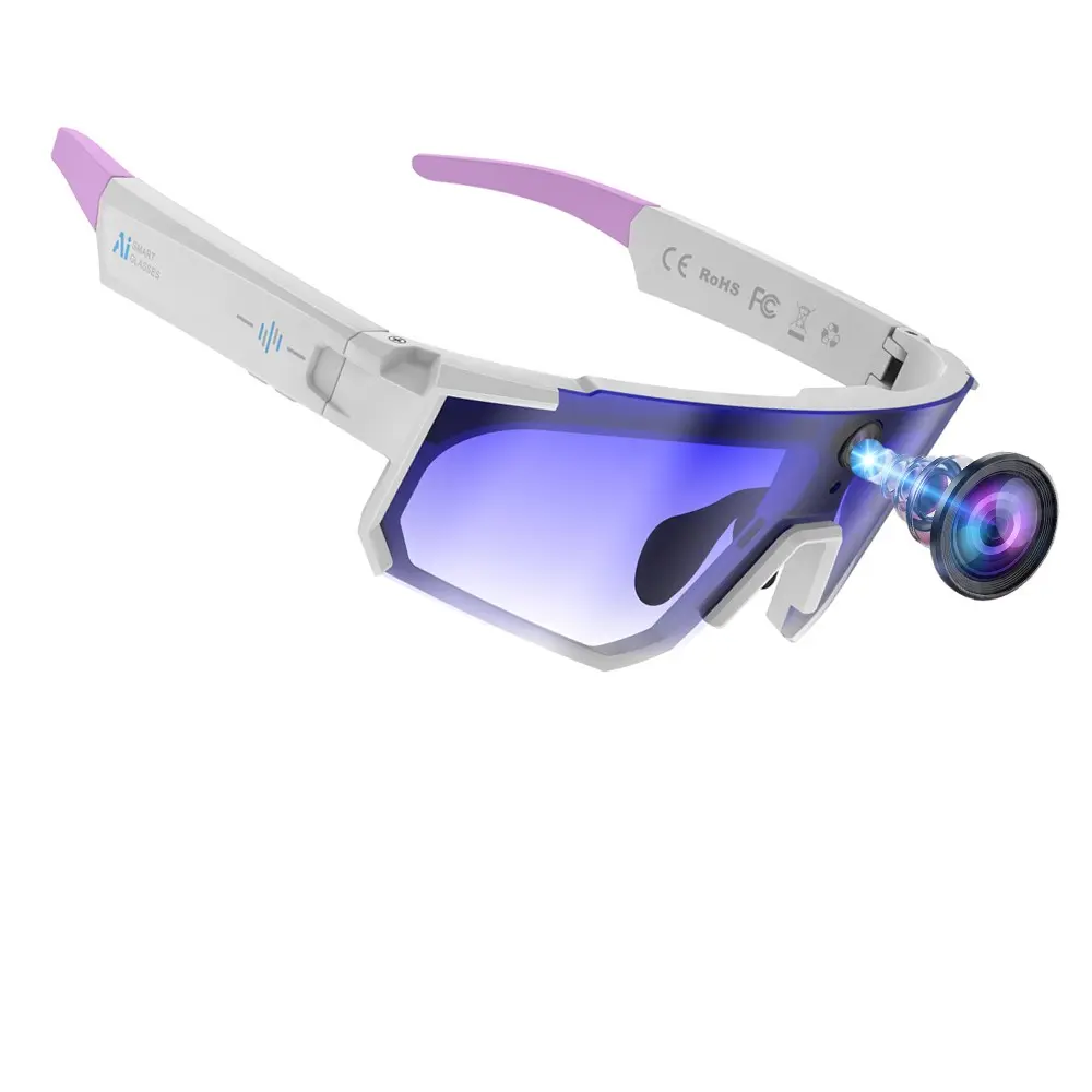 Sports Smart Glasses, Glasses That Record, with 8MP Anti Shake Camera, Photo and Video Shooting ,One Click Recording, 290Mah Battery ,AI Real Time Translation,Music Playback, Bluetooth Calling, WiFi Transfer