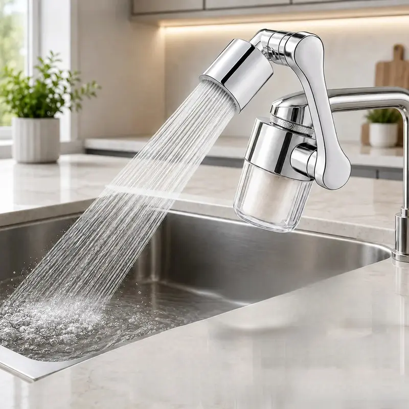 3D Rotating Faucet Aerator Filter Kit, 360° Rotation, Splash-Proof Soft Water Flow, Transparent Housing, 3 Replacement Filters, Kitchen & Bathroom, Water Filter for Sink Faucet