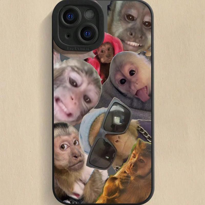 Cute Monkey Pattern Phone Case, Total Protective Shockproof Phone Cover, Fashion Phone Accessories Compatible with iPhone 11 12 13 14 15 16 Pro Max Casing