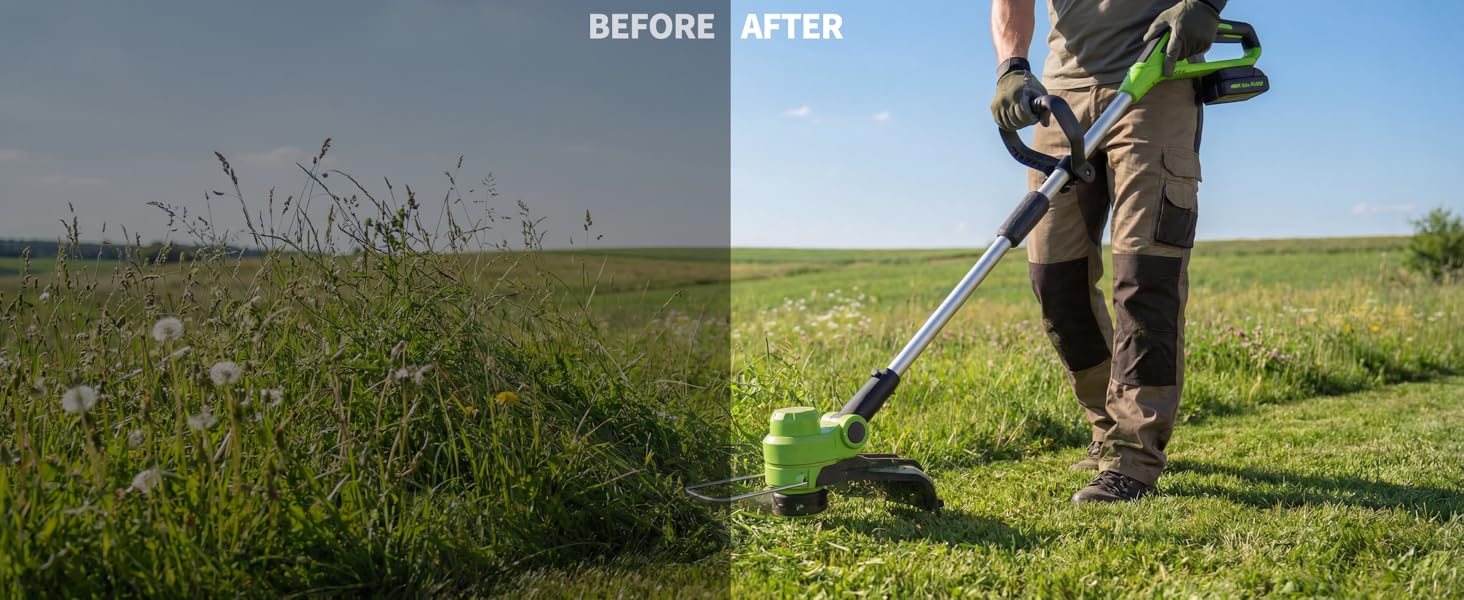 20V Weed Wacker Cordless with 2 x 2.0Ah Batteries & Charger, 12'' Electric Weed Eater String, Grass Trimmer with 8 Replacement Line, Battery Powered String Trimmer for Lawn Yard Patio Garden