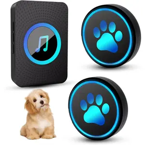 Dog Door Bell for Potty Training Smart Wireless Doggie Doorbell 1000 Feet Long Range IP65 Waterproof Super-Light Touch Button 60 Melodies Adjustable Volume Black