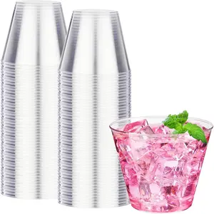 9 oz Clear Plastic Cups 100 packs, Disposable Plastic Party Cups Tumblers, Cocktail Cups, Perfect for Parties, Wedding and Events