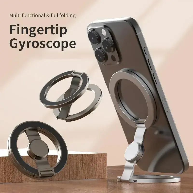 【Back To School】Phone Stand & Fidget Spinner Combo, Dual Magnetic Ring Stand, Fidget Toys Adults, Foldable, 360° Rotation, Desk Phone Stand, MagSafe Compatible, Stress Relief Accessory for Home/Office/Travel/Gym