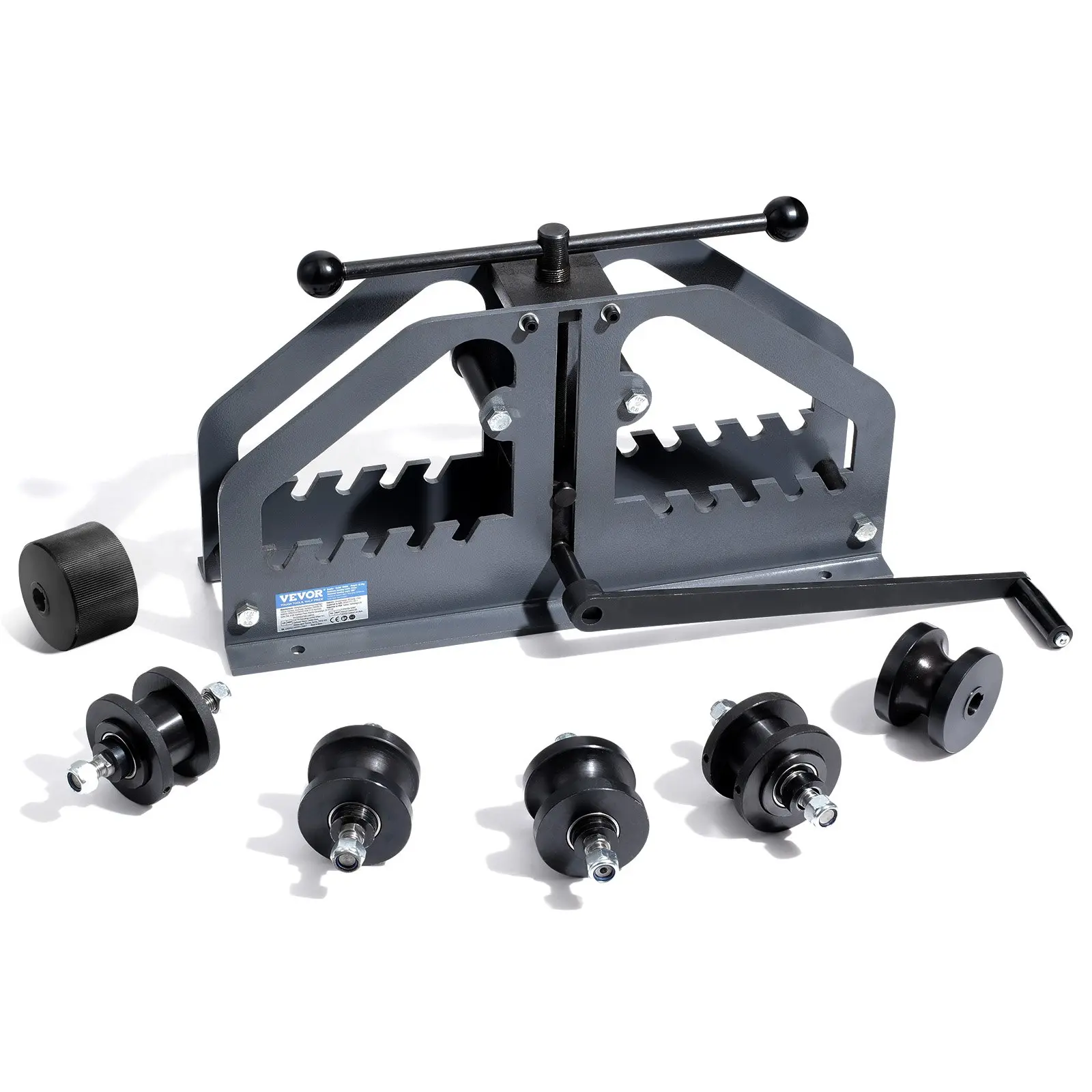 VEVOR Tube Roller Bender, Max 1-1/2" Manual Tube Pipe Roller Bender with 6 Dies, 360 °   Copper Aluminum Pipe Bending Tool for Square, Round Tube & Flat Bar, Ideal for HVAC Air Conditioning Auto Repair
