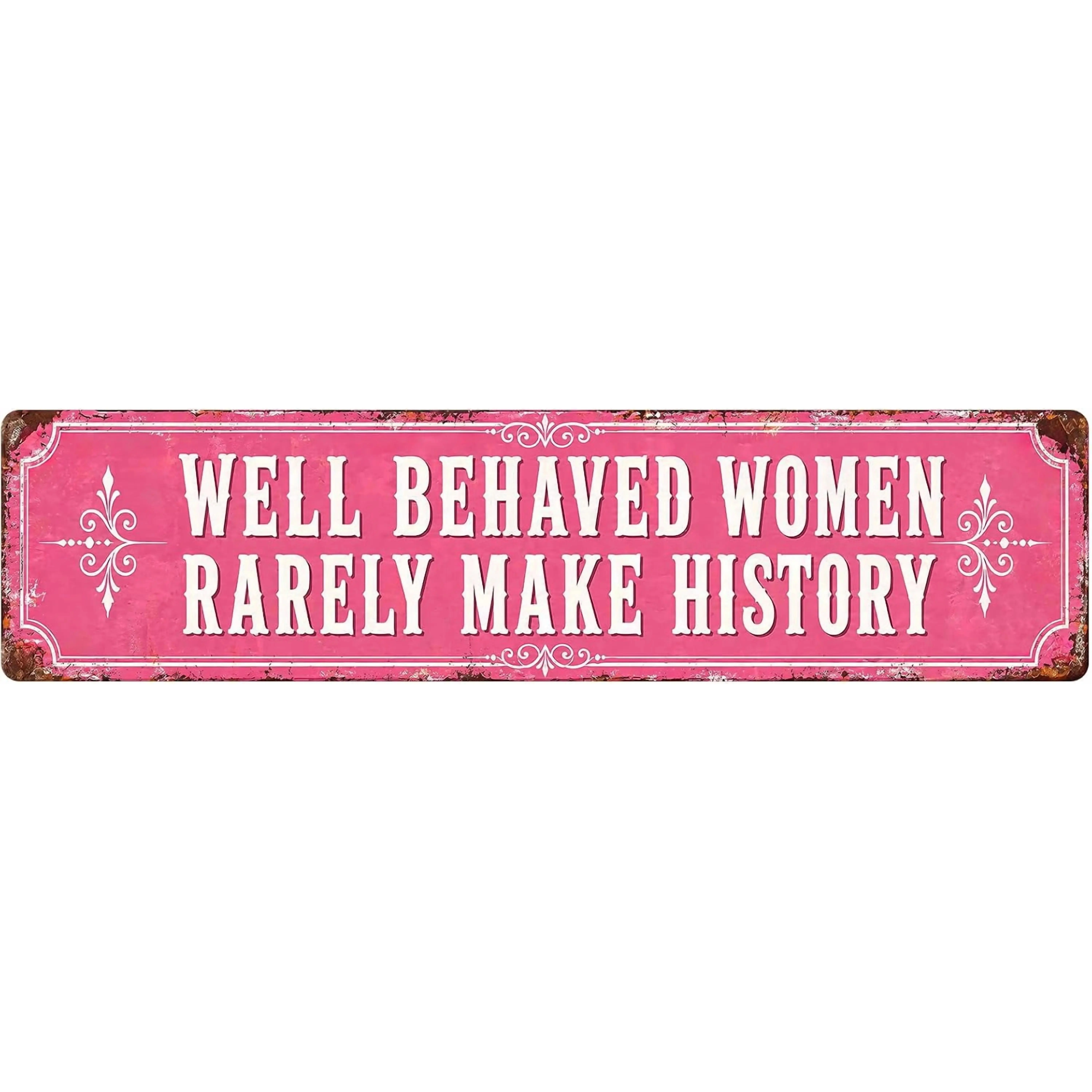Pink Inspirational Aluminum Sign, Vintage Quote Wall Decor, Rustic Plaque Gift for Office Bedroom Studio 4x16 Inch