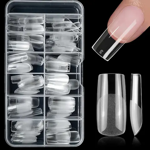 Clear Square Fake Nail Tips, 240pcs/box Full Cover Press on Nails, Acrylic Nails Tips, Nail Art Products, Professional Kit for Women & Girls