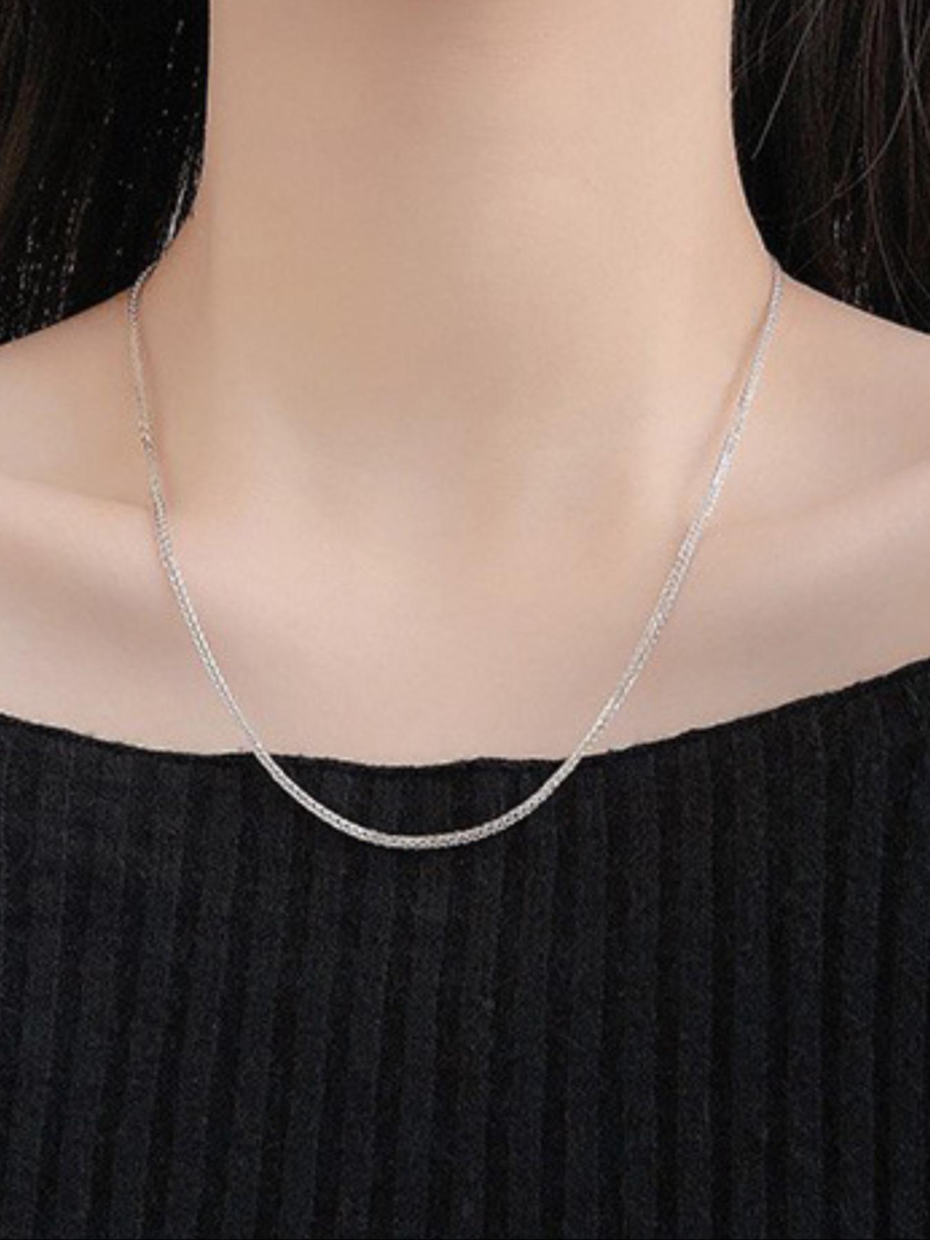 999 Sterling Silver Simple Cuban Link Chain Necklace for Women & Men, Fashion Jewelry for Party, Daily Clothing Decor, Trendy All-match & Exquisite Jewelry for Birthday Gift