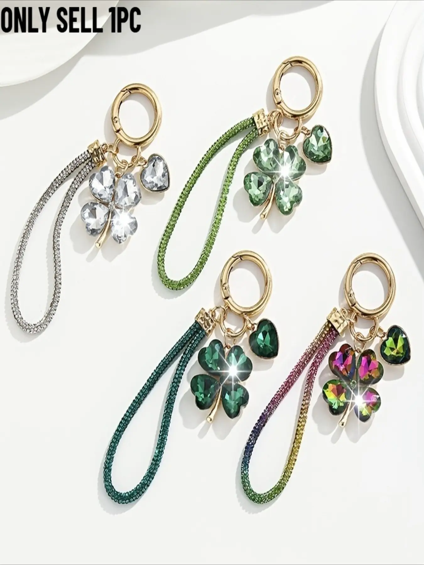 Four Leaf Clover Keychain, Lucky Clover Heart Pendant, Multiple Colors Available, Versatile Decor Charm For Ladies Car Keys, Backpacks And Handbags, Lovely Daily Accessory, Sweet Gift Idea For Women On Holiday