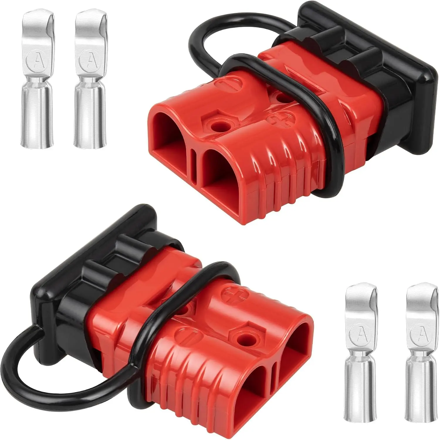 175A Battery Quick Connector 1/0-4 AWG Jumper Cable Plug Flame-Retardant Anderson Type SB175 Plug Outdoor Power Quickly Connect/Disconnect Kit for Electrical System Trailer RV, 2 PCs Red