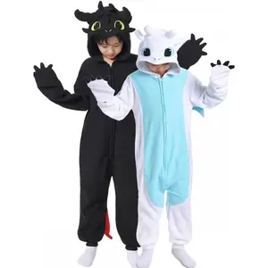 Kids Black White Kigurumi Onesie Adult Women Men Animal Pajamas Halloween Costume Cosplay Jumpsuit Christmas Gift
