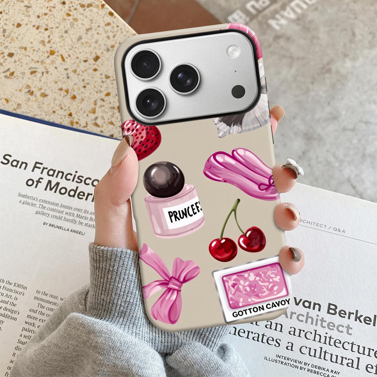 Pink Ballet & Bow Charm Design Phone Case TPU for iPhone 17 Pro Max/16 Pro Max /15Pro Max 15/14/13/12 & Samsung S26 /S25Ultra Tiktok Hot Selling