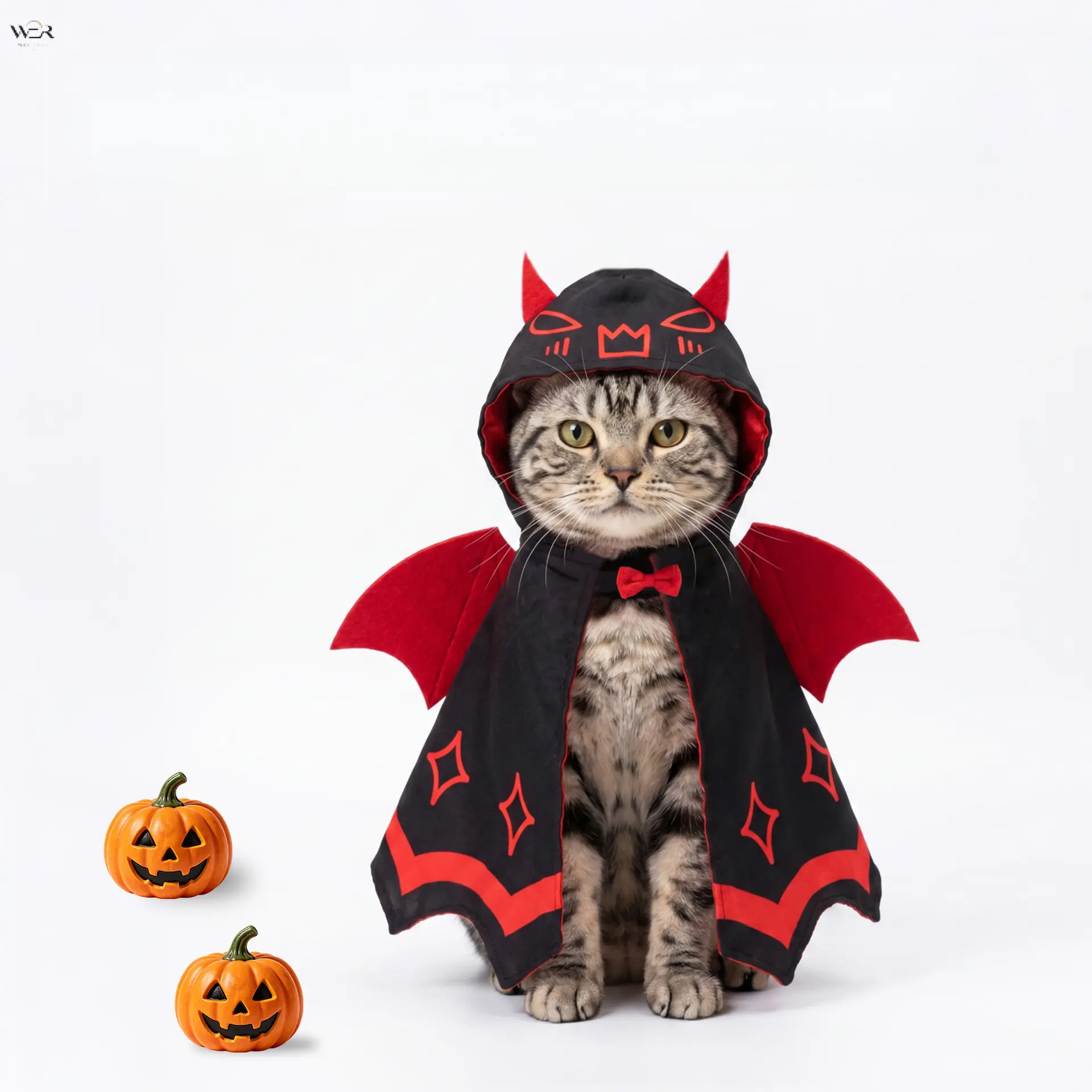 Halloween Pet Winged Cape Costume, Cute Bat Wing Hooded Cloak with Bow Tie, Polyester Fiber Funny Cosplay Outfit for Small Cats-Puppy Dogs, Sizes S-M-L Party Photo Prop Pet Holiday Clothes