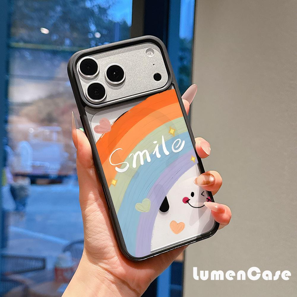 Rainbow smiley face pattern, macaron magnetic phone case, suitable for iPhone 17/16/15/14/13/12/11/Pro/Pro Max/Plus. A perfect gift for yourself, Valentine's Day, or for couples