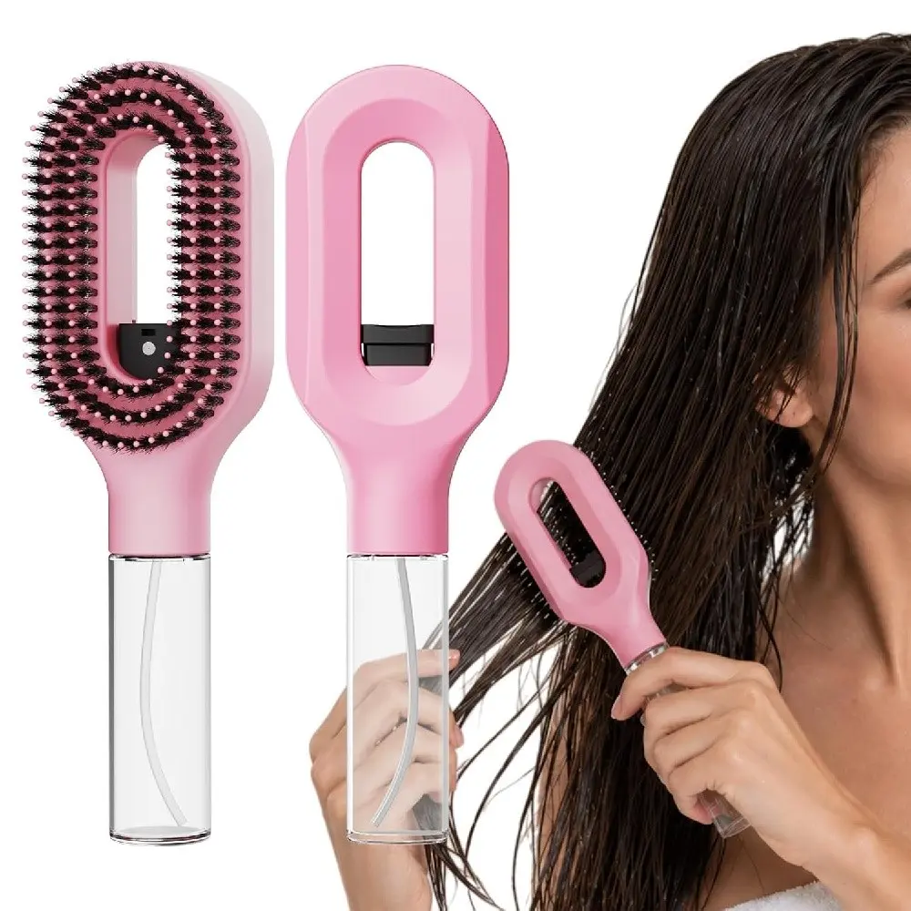 2pcs Spray Bottle Hair Comb, 2-In-1 Spray Hair Brush, Manual Mist Pad Massage Comb, Static Control, Wet or Dry Styling, for Women