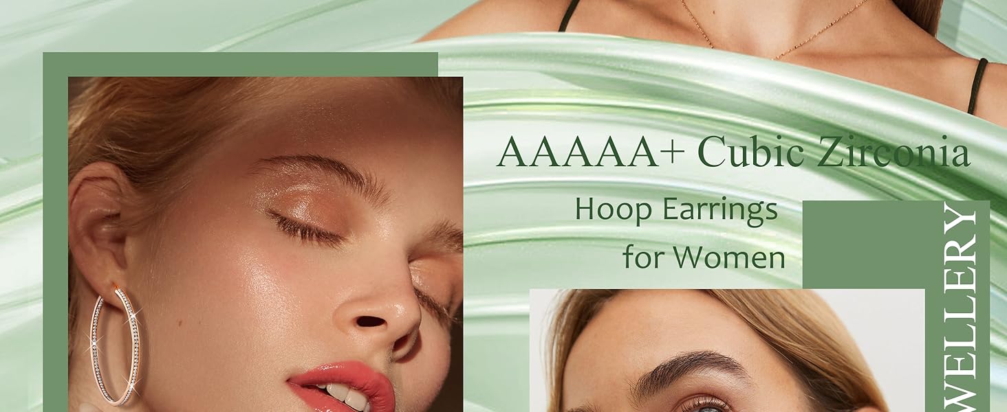 CASSIECA Hoop Earrings for Women Girls Hypoallergenic 316L Stainless Steel 40/50/60mm Large Hoops Sparkly Cubic Zirconia Simulated Diamond Hoop Earrings Gold/Rose Gold/Silver Hoops Earrings for Women