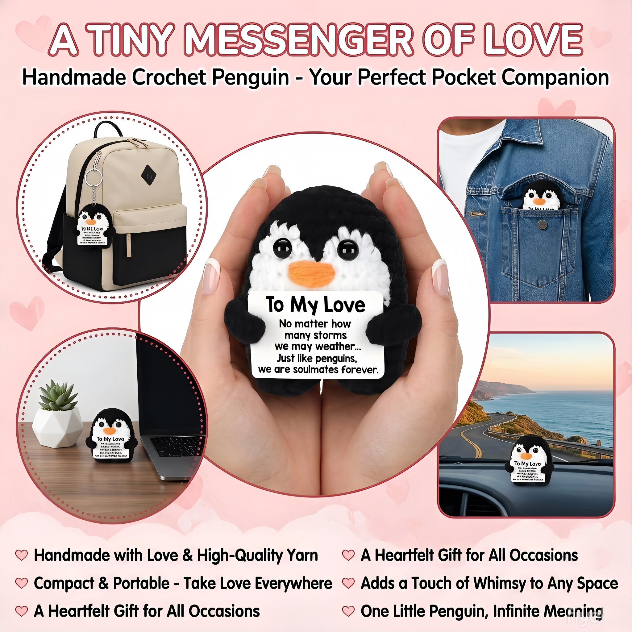 Cute Handmade Crochet Penguin Emotional Support Plush Toy,Soft Squishy Stress Relief Doll,Christmas Presents Holiday Gifts,Birthday Gifts For Women Men Him Her,Teacher Appreciation Gifts,Baby Shower Decor Desk Ornament Bag Keychain Photo Prop