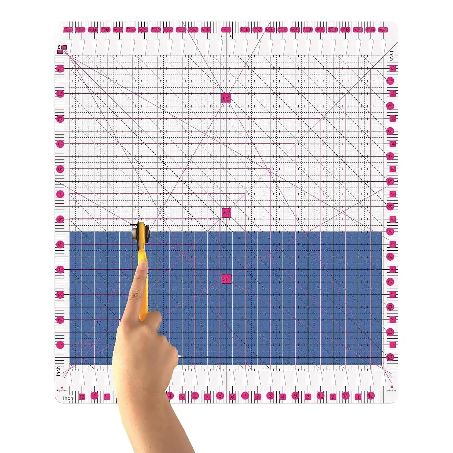 Quilting Ruler- 12.5 * 12.5" Slotted Rulers for Quilting and Sewing Quilt Strip Rulers for Fabric   | Slotted Quilting Ruler, Strip  Ruler with  Grooves for Rotary , Patchwork Sewing and Quilt Block Trimming