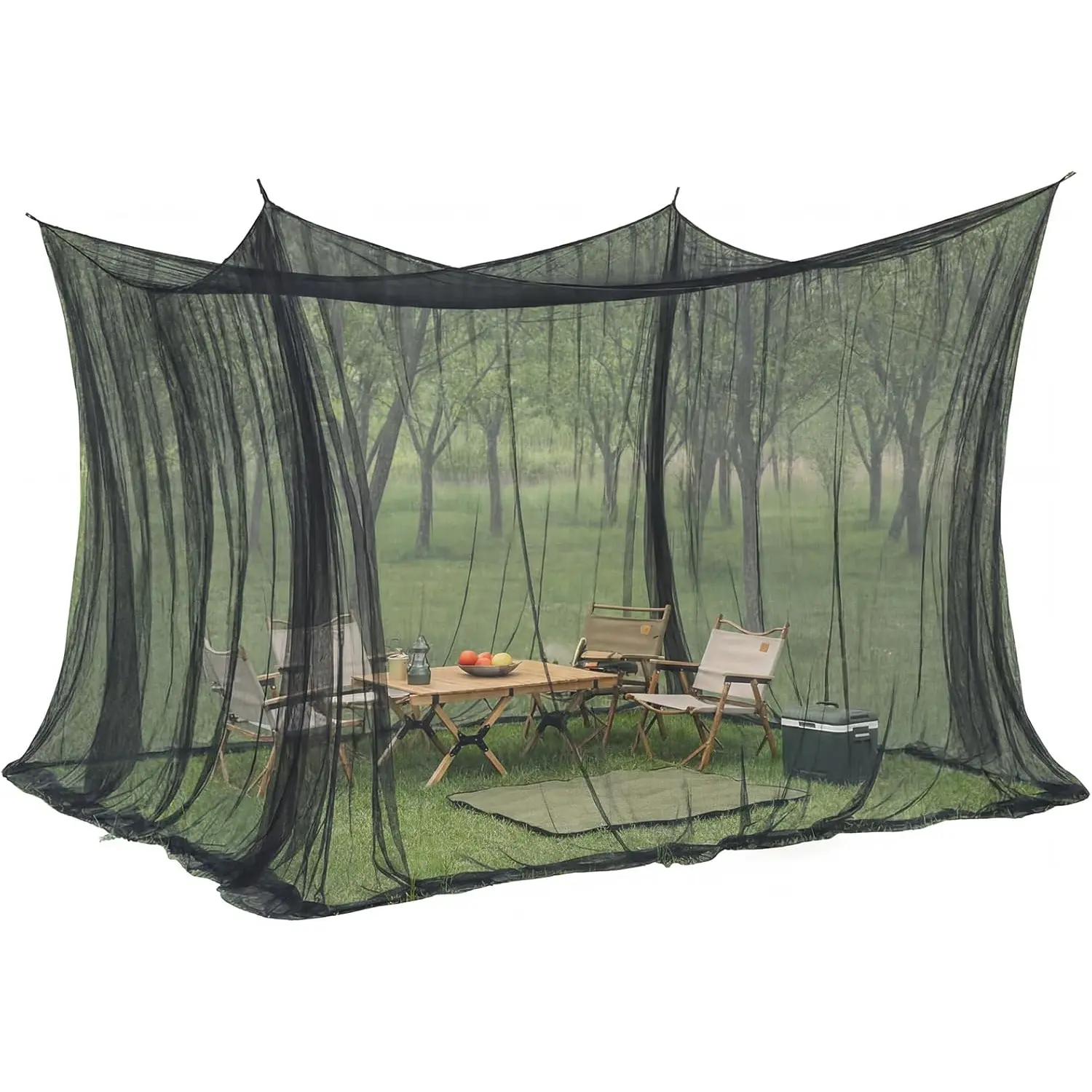 [Portable Camping Tent] Outdoor Travel Mosquito Net – 1 Set Double Bed Insect Net (300 X 300 X 250cm), Portable Enclosed Camping Tent for Gazebos, Gardens, Balconies & Terraces, Black/White