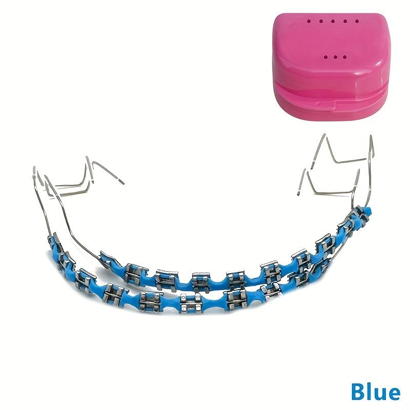 1 Pair Temporary Fake Braces - Customizable Colorful  Brackets with Elastic Ligature Ties, Comfortable Dental Alignment Tool for Teeth Shaping, Aesthetic Orthodontic Simulation  Sports Protection (Includes Storage Box), Orthodontics