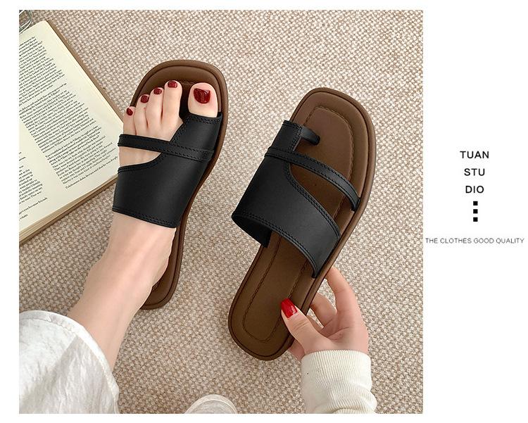 Toe Sandals for Women Summer Fashion Roman Style Simple Retro One-Strap Slippers Home Non-Slip Outdoor Versatile Sandals