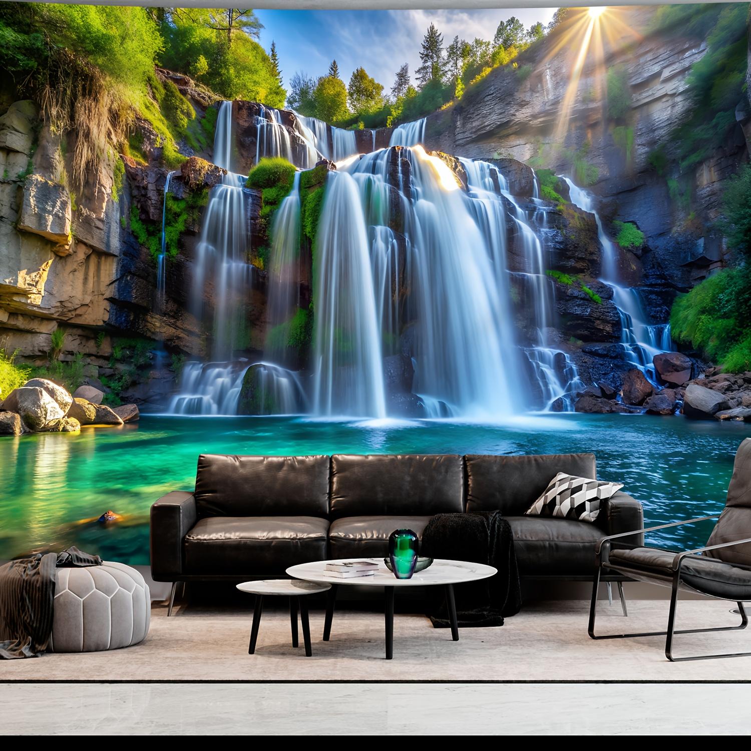 1 piece, Extra Large Waterfall and Sunlight Landscape Tapestry - Polyester Wall Hanging for Living Room, Bedroom, Office Decoration - Easy to Install, No Power Required