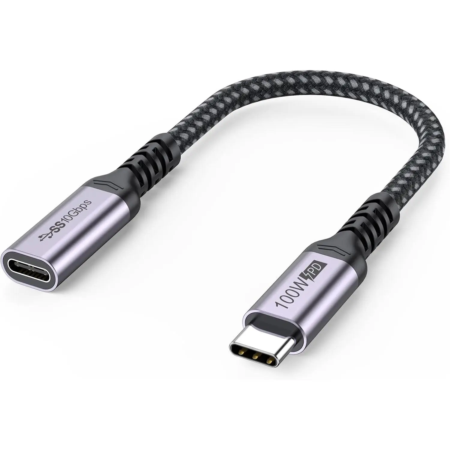 USB C Extension  6 inch Short, Full-Function Extender USB 3.2 Gen 2 Type C Male to Female Cord 100W  Charge 10Gbps Transfer 4K@60Hz Video for  Laptop Tablet Mobile Phone -0.5Ft