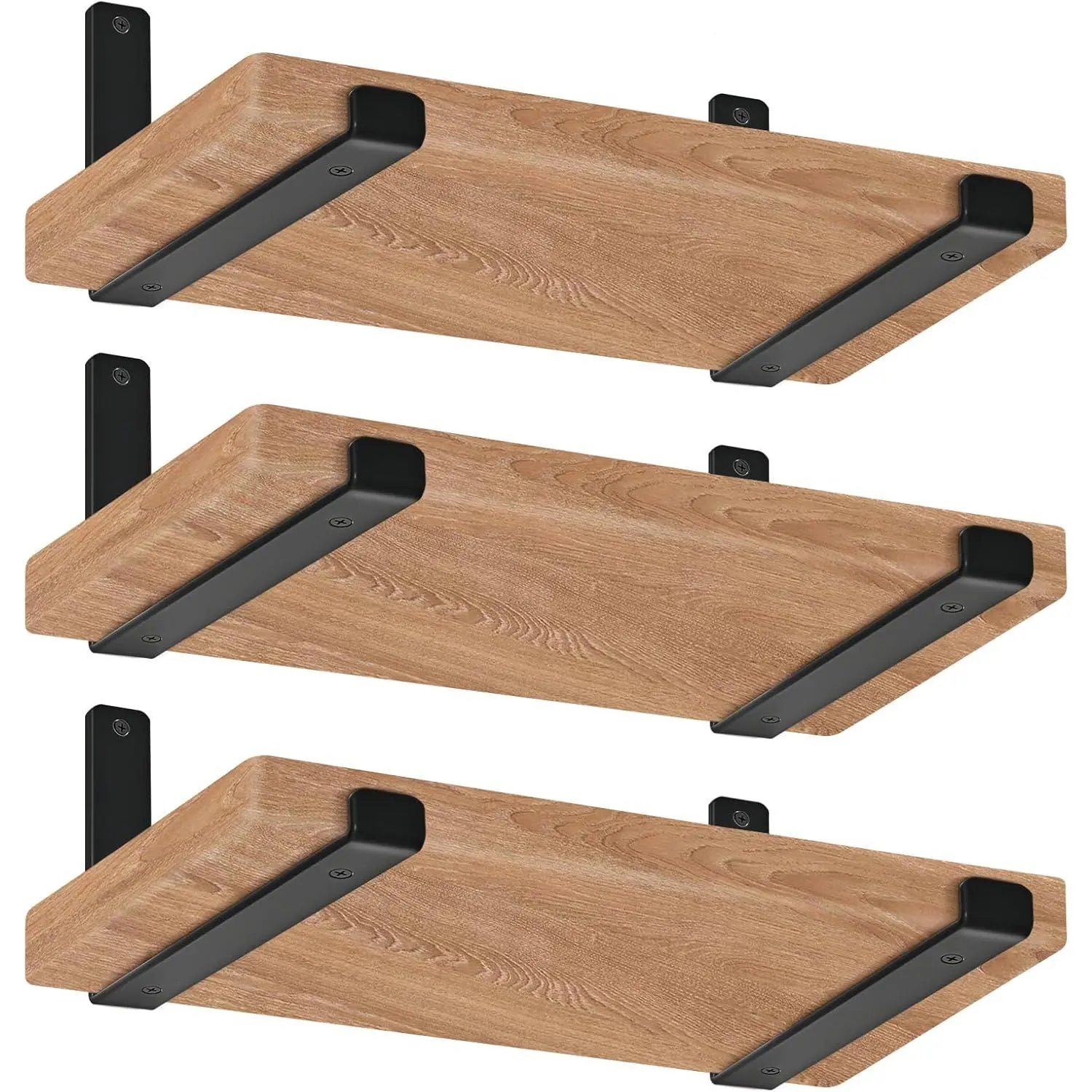 Shelf Brackets for Floating Shelf, 1/5 inch Thick Heavy Duty Floating Shelf Bracket, Fit for Home, Kitchen, Bathroom, Garage, Living Room, 6-Pack Black, 11.25" x 6" x 1.5"