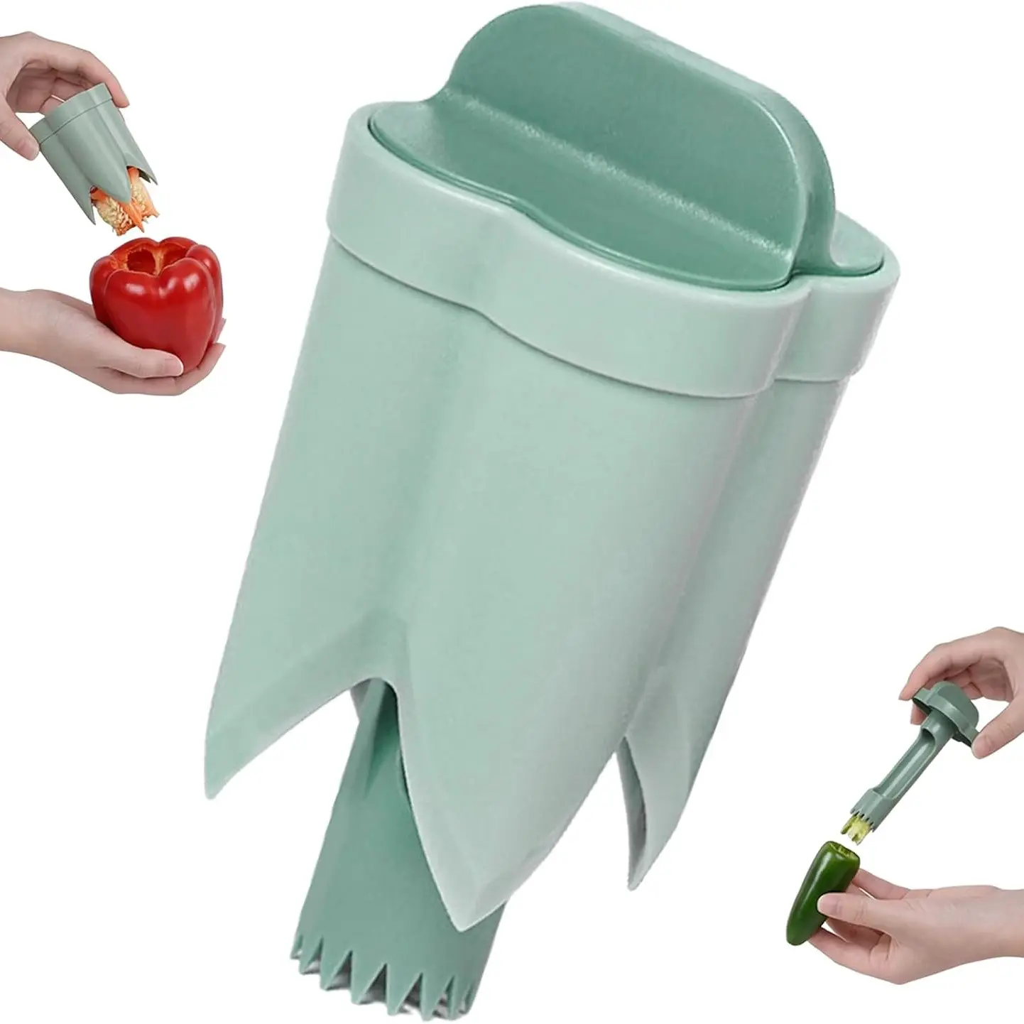 2 in 1 Pepper Corer,2026 New Bell Pepper Corer Remover,Quick Fruit Vegetable Cutter Cave Tools,Kitchen Gadget for Jalapeno Bitter Melon strawberry