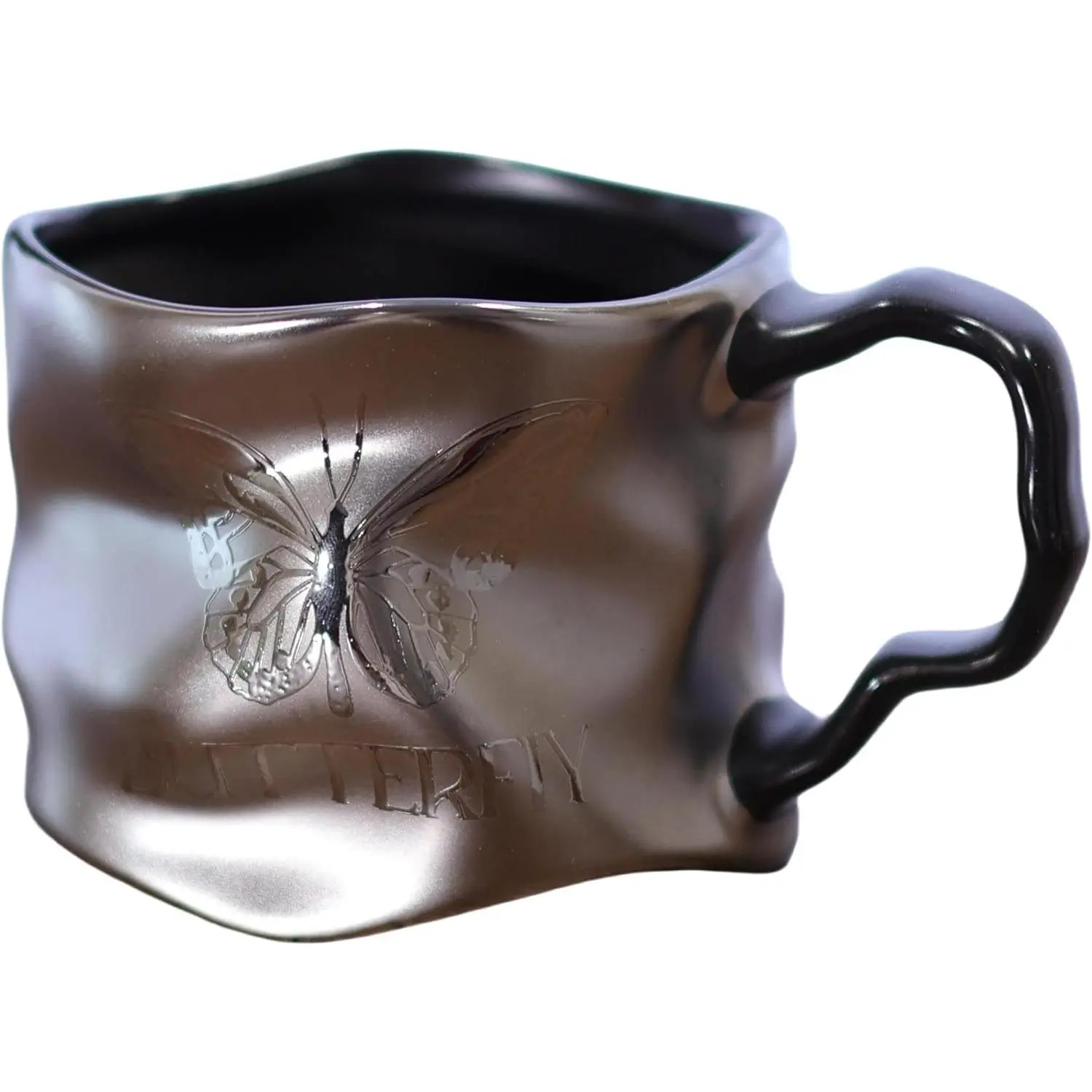 Ceramic Coffee Mug Butterfly Large Cute  Big Handle 10oz Girly  Cup Women Girlfriend  Day Gifts Novelty Irregular  Mugs for Latte  Milk Cocoa (Butterfly Ceramic Mugs)