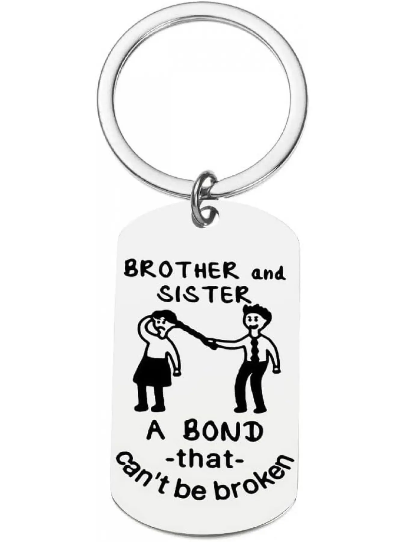 Sister & Brother Keychain - Funny Gifts for Little Brother, Christmas & Graduation