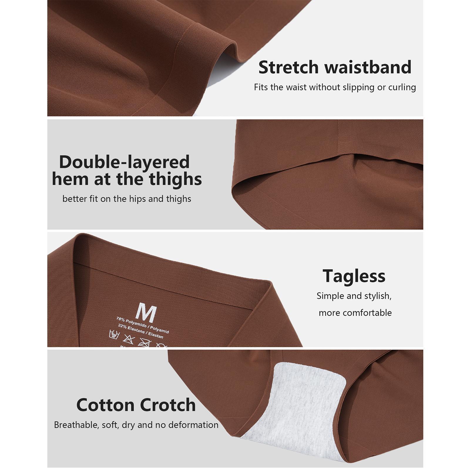 LEVAO 6Pack Women Seamless Mid Waisted Underwear No Show Full Coverage Briefs Breathable Stretch