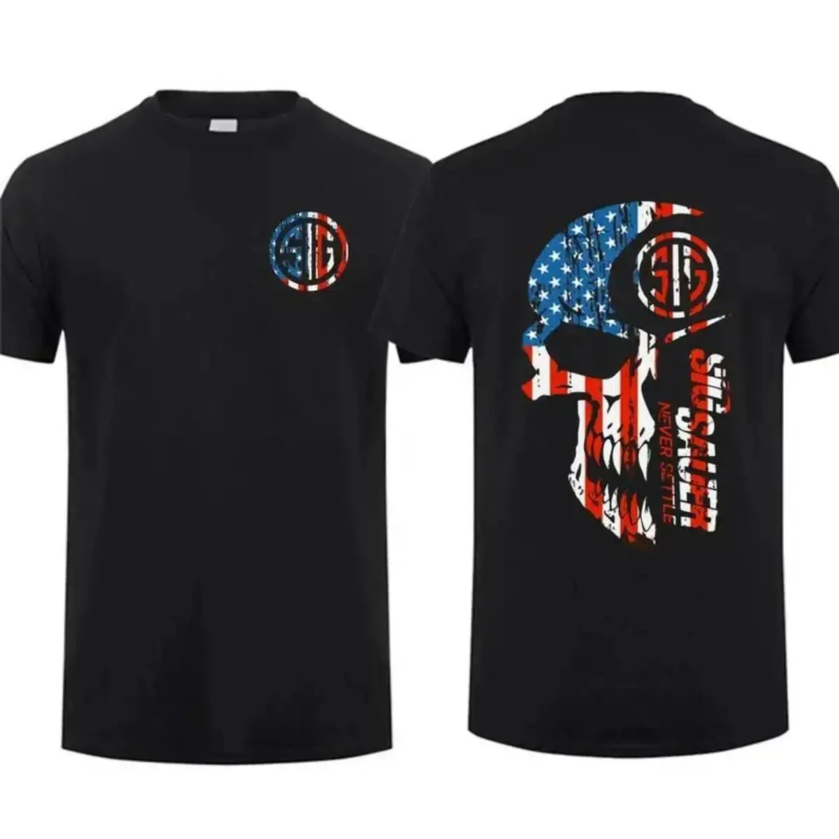Unisex American Flag T-Shirt, 2-Sided Tactical Short Sleeve Graphic Print, Casual Breathable 100% Cotton, 100 Cotton Clothing, Flag Pattern, Machine Wash, Two-Sided Print