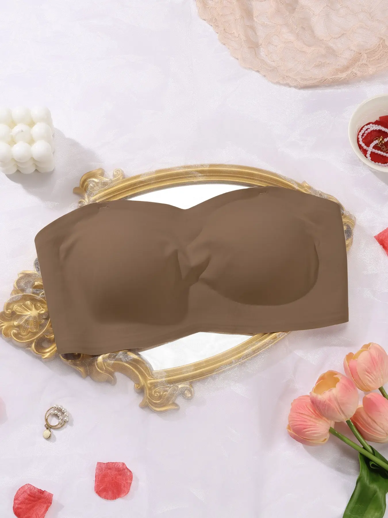Jelly Ice Silk Strapless Bandeau Bra Underwear, Anti-slip & Anti-sagging For Summer, Soft & Breathable Fabric, 3-Row 4-Hook Snug Fit, Push-up & Lift Bust, Seamless & No Digging, Ideal For Daily Commute, Dates & Sports, Chic, Breathable Fabric Bralette