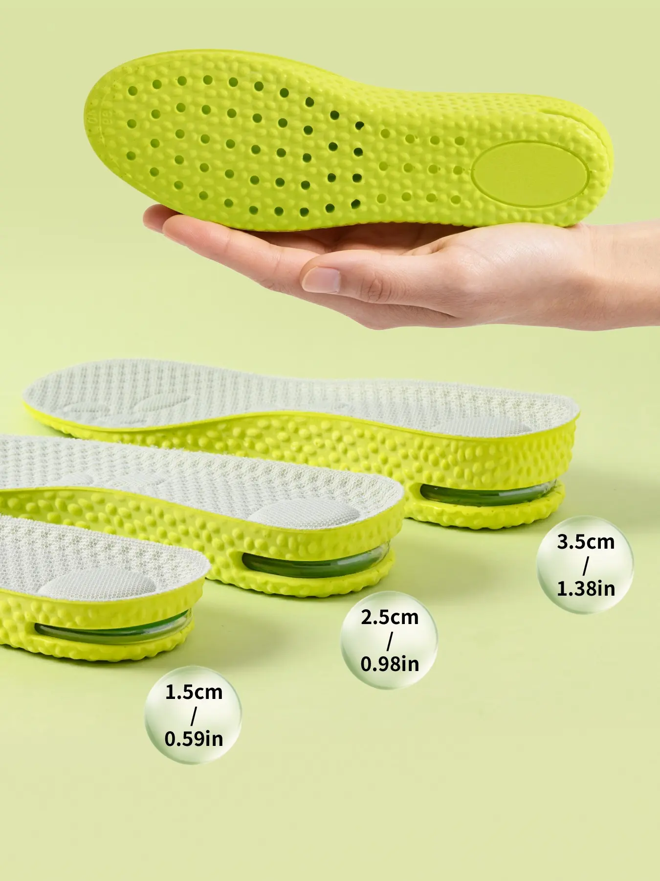 1 Pair Height Increase Shoe Insoles, Air Cushion Elastic Latex Insoles, Shock Absorption Comfortable Height Boost Insoles, Shock Absorbing Insole