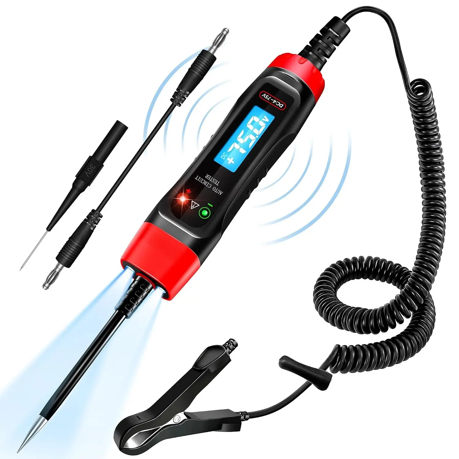 4-75V DC Automotive Test Light with Buzzer Sound, LCD Digital Light Tester with Voltmeter, Heavy Duty Circuit Tester with Illumination, Fuse  Tester Auto Electrical Tool