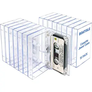 15-Pack Clear Plastic Cassette Tape Storage Cases - Premium Audio Storage Solution