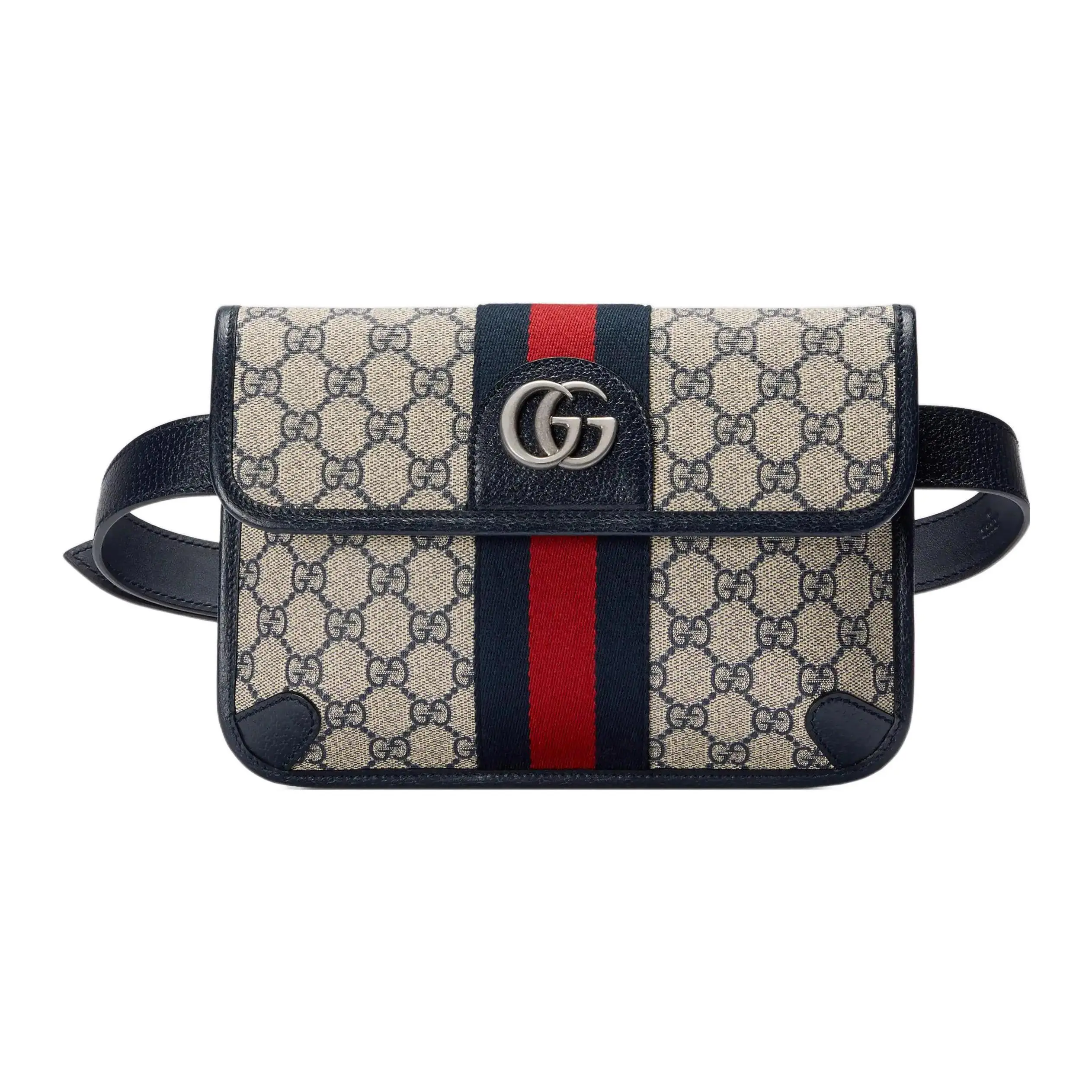 Gucci Ophidia Distressed Vintage Monogram Canvas and Leather Trim Crossbody Bag for Men in Blue and Beige