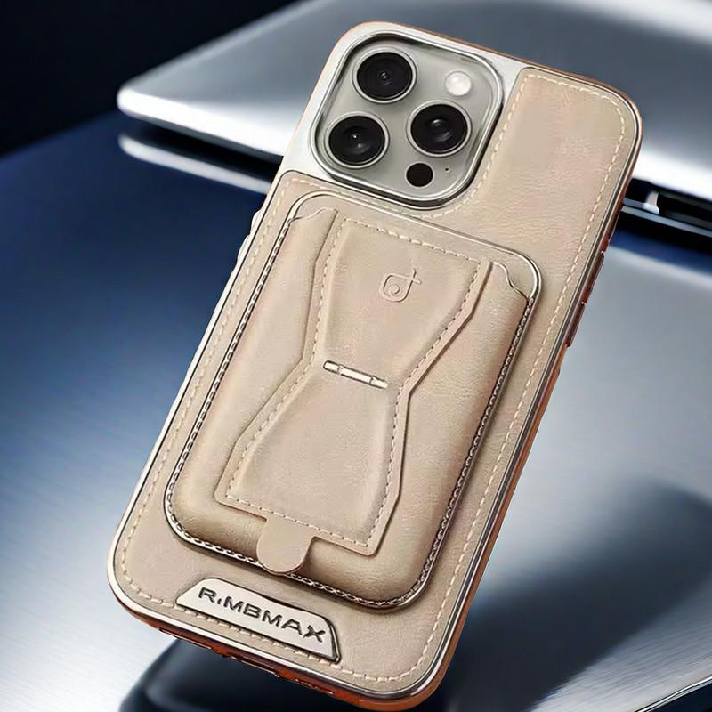 Compatible with Holder Phone Cases for iPhone 16 Pro Max/15/14/13 Men Business Leather Shockproof Cover NH13