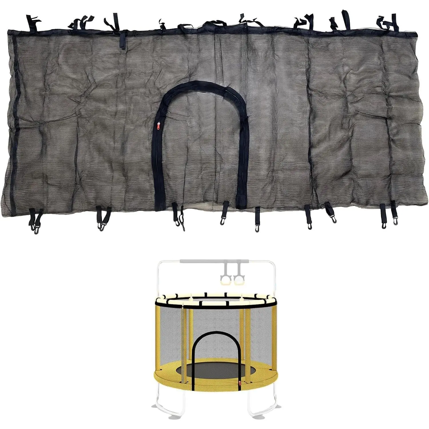 55" 60" Trampoline Replacement Net for Round Frame Trampolines, with Zipper and Hooks (Only Net)