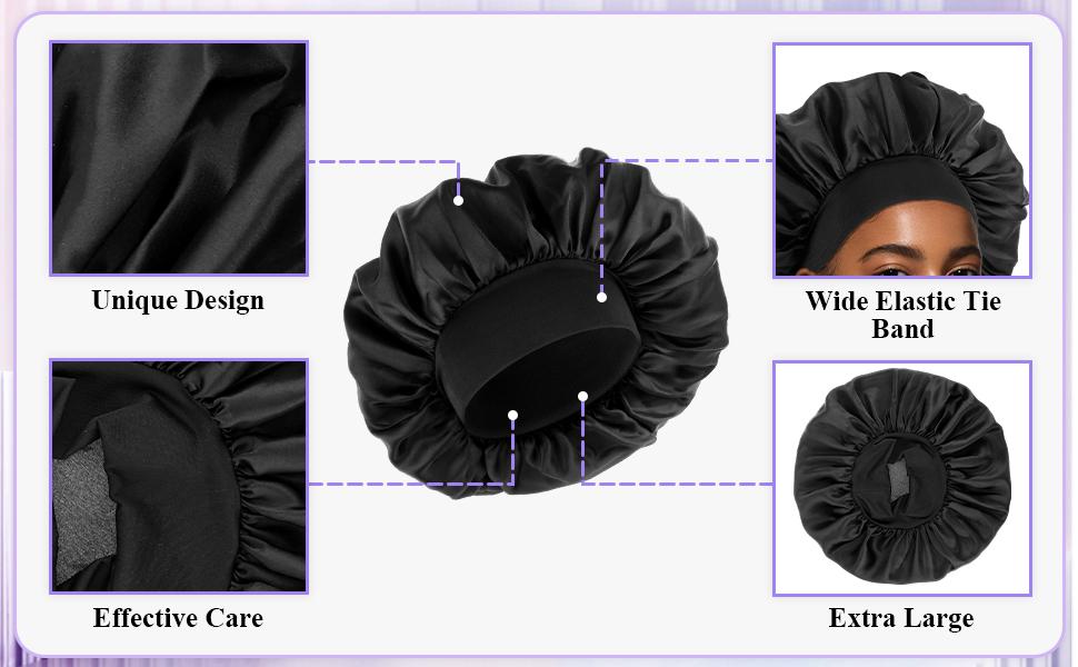 Silk Bonnet for Men, Satin Bonnet Double Layer Elastic Band Silk Sleep Cap Black Soft Adjustable Hair Cap Hair Wrap Large Bonnets for Women Sleeping Silk Bonnet for Men, Satin Bonnet Double Layer Elastic Band Silk Sleep Cap Black Soft Adjustable Hair Cap Hair Wrap Large Bonnets for Women Sleeping