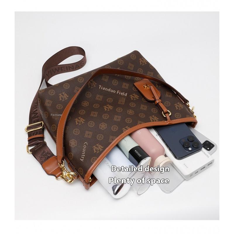 Mia Bag Shop High-end Fashion Large Capacity Tote Bag for Women 2025 New Vintage Print Commuter Shoulder Bag Crossbody Bag in PU Material for Daily Use 20 cm long, 20 cm wide, and 28 cm tall 20 cm long, 20 cm wide, and 28 cm tall