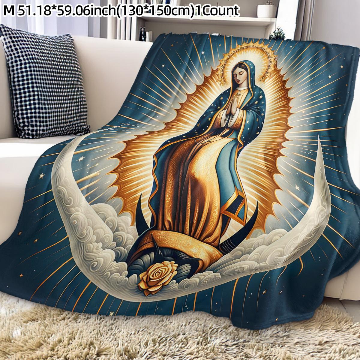 Virgin Mary Pattern Blanket, 1 Count Soft Warm Throw Blanket, Air-conditioned Room Blanket, Warm Nap Blanket for Home Office Camping Travel, Inspirational Blanket