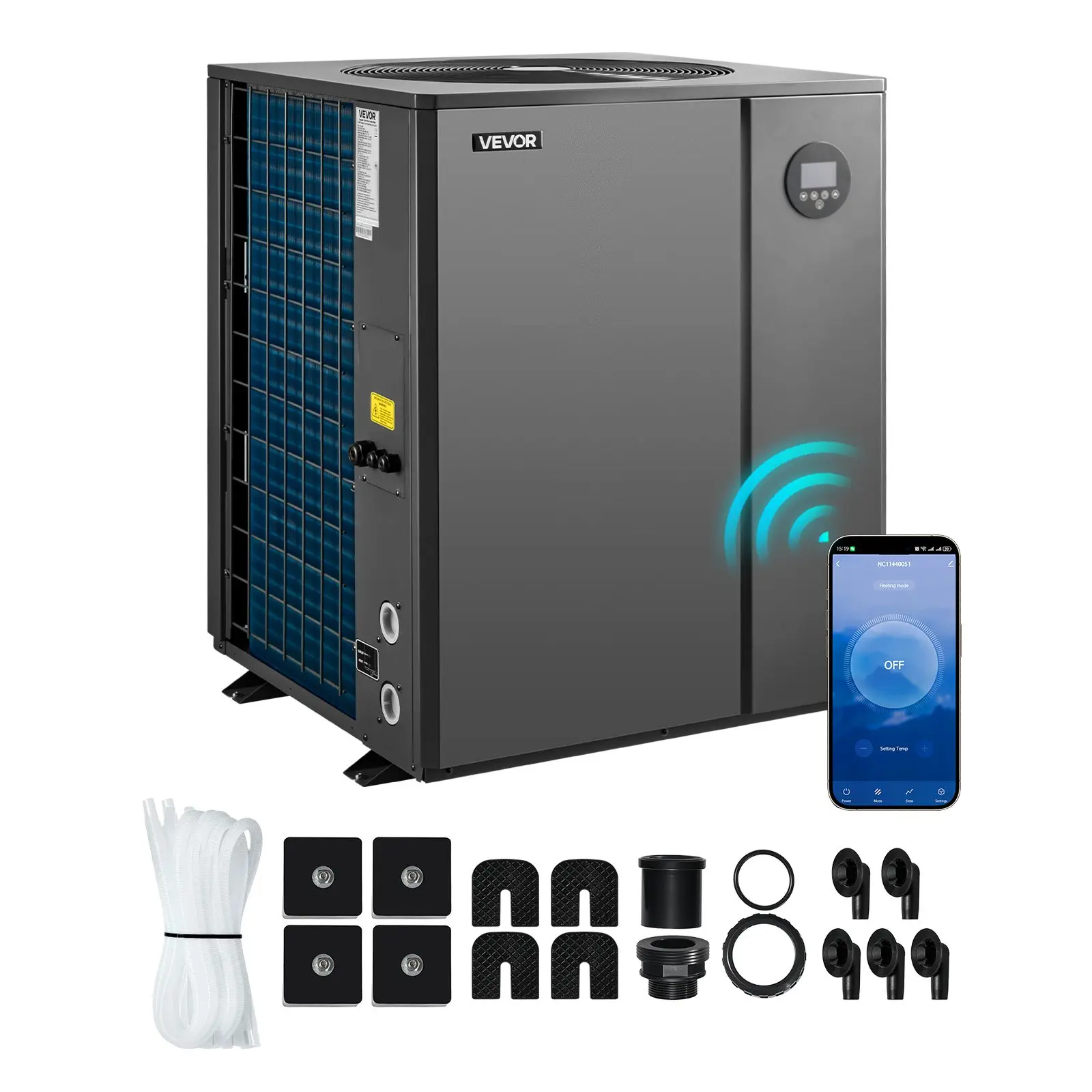 VEVOR Pool Heat Pump Max 104790 BTU, Electric Pool Heater for In-Ground Up to 27738 Gallons, All-DC Inverter Technology, WiFi App Remote Control, Multiple Protection for Swimming Parties